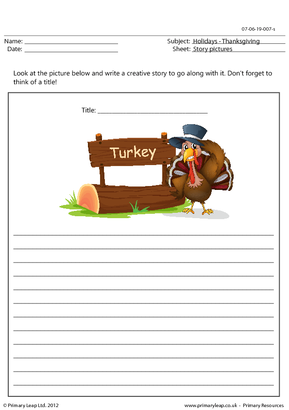 ideas primary worksheet school for Story (1) Creative Thanksgiving Writing