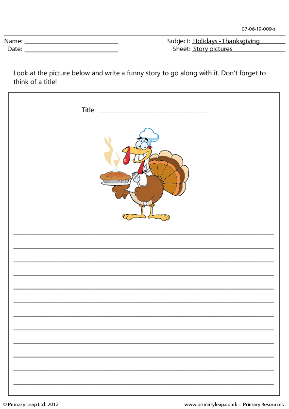 free writing kindergarten prompts printable Writing Story (3)  Thanksgiving Creative