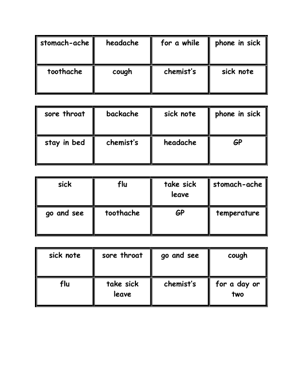 health bingo