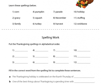 Spelling - Thanksgiving