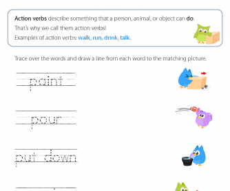 Action Verbs - Word and Picture Matching (2)