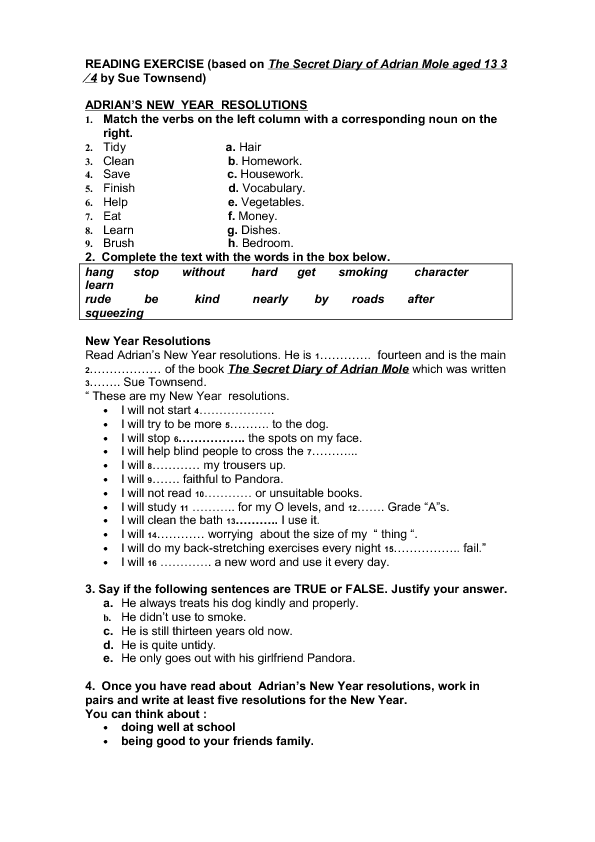 exercise form 1 english essay Year New 67 Worksheets FREE