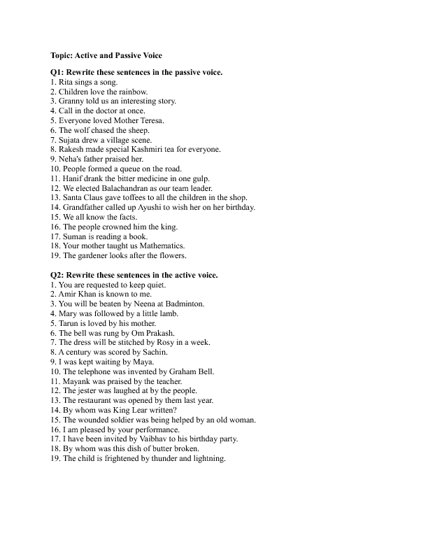 Active And Passive Voice
