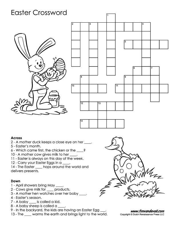 easter themed crossword puzzles