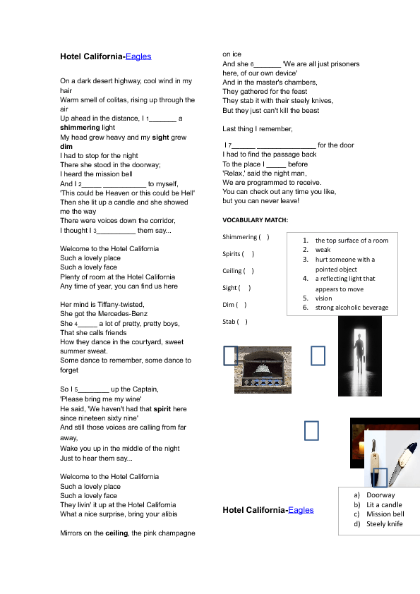 Song Worksheet Past Simple And Continuous Song