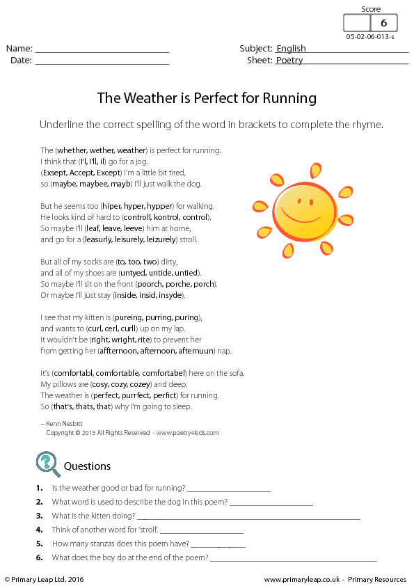 Poetry - The Weather Is Perfect for Running