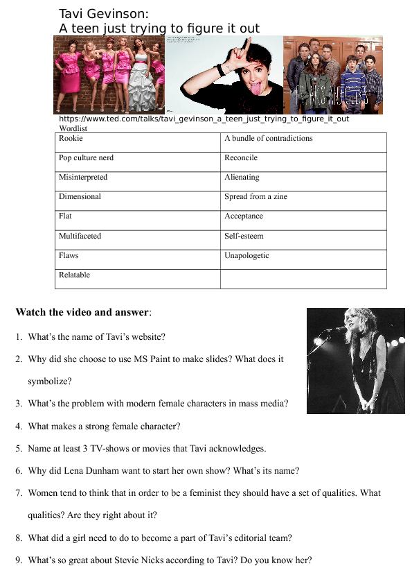 Movie Worksheet: Tavi Gevinson. A Teen Just Trying to Figure It Out