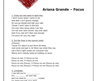 Song Worksheet: Focus by Ariana Grande