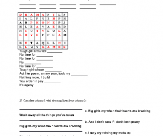 Song Worksheet: Big Girls Cry by Sia