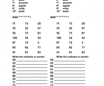 ordinal numbers