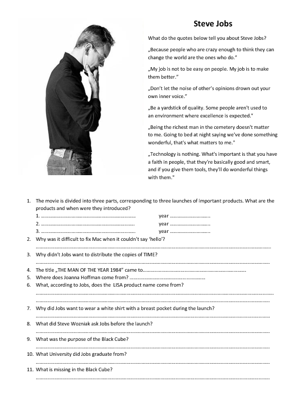 teacher biography write to how Steve Worksheet: 2015 Jobs Movie