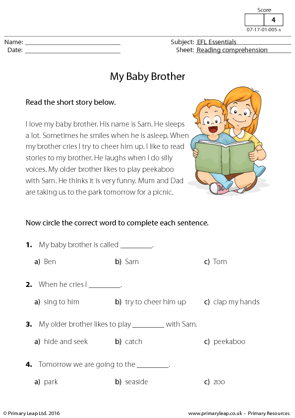 ESL Reading Comprehension - My Baby Brother