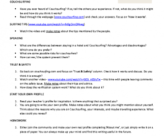Movie Worksheet: Couchsurfing