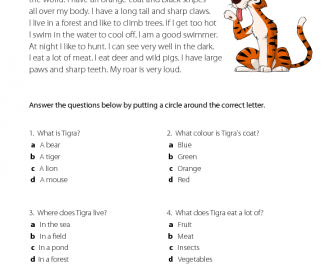 ESL Reading Comprehension - Tigra the Tiger