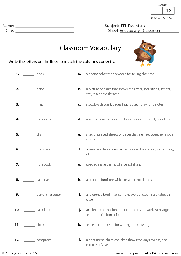 Classroom - English Vocabulary