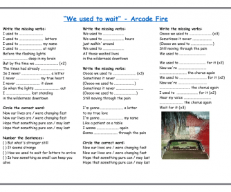 Song Worksheet: We Used to Wait by Arcade Fire