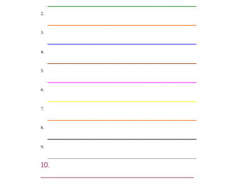 Write the Colours in Each Line