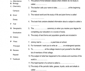 school and education vocabulary