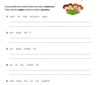 English Resource - Unscramble the Sentences 1