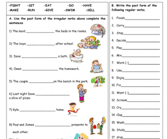 Past simple regular and irregular verbs exercises