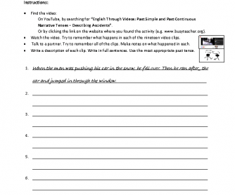 Movie Worksheet: Describing Accidents (Past)