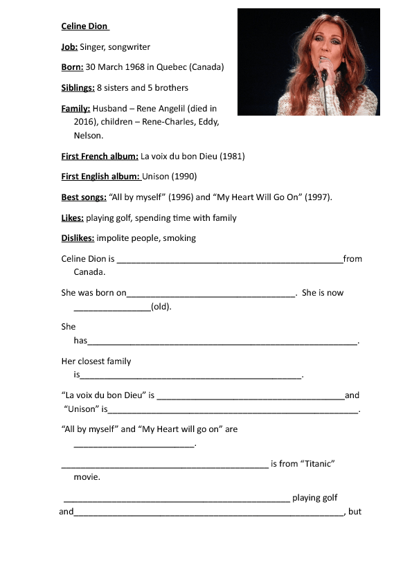 write to how biography pdf Worksheets Celebrities/Biographies FREE 257