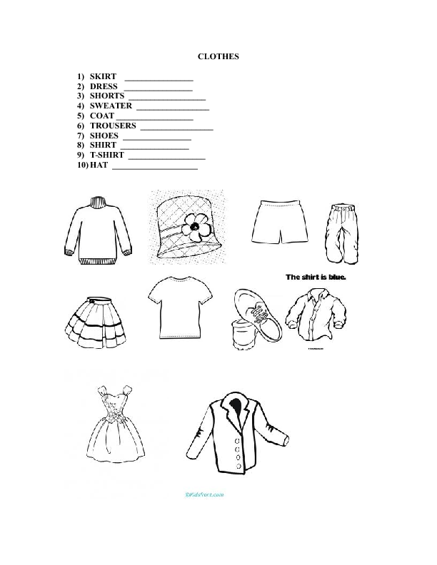 256 Free Shopping Clothes Worksheets
