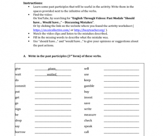 Movie Worksheet: Should Have, Would Have- Discussing Mistakes