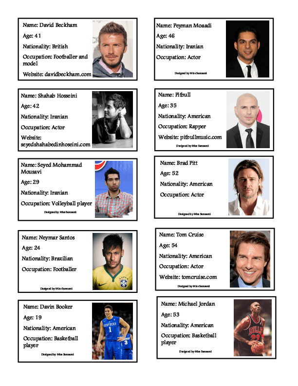 257 FREE Celebrities/Biographies Worksheets