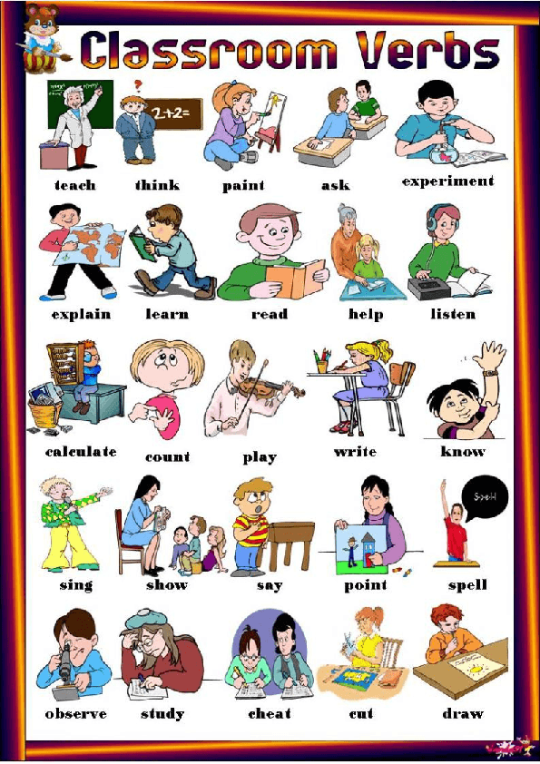 classroom verbs worksheet