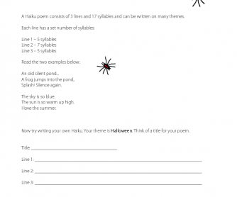 Halloween Worksheet - Haiku Poem