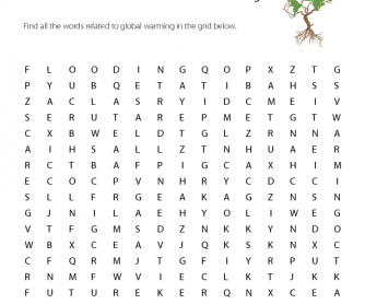 Global Warming Worksheet: Word Search