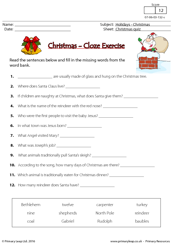christmas-worksheet-cloze-exercise
