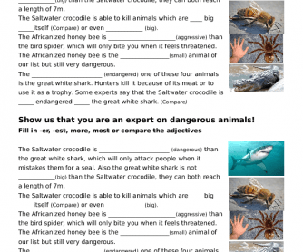 + grammar how adjective Comparison Dangerous of  Adjectives Animals