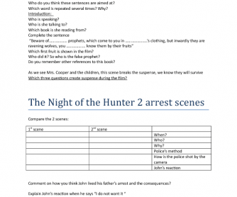 Movie Worksheet: The Night of The Hunter