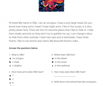 Reading Comprehension: Ollie the Octopus
