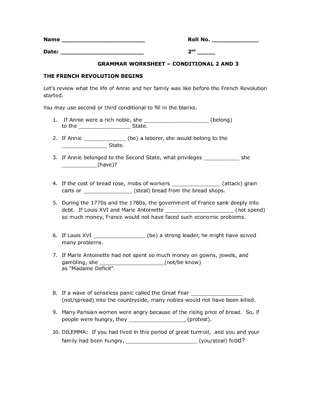 119 Free Third Conditional Worksheets