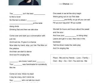 Song Worksheet: Shape of You by Ed Sheeran