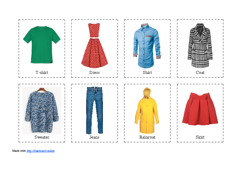 40 Flashcard of Clothing 