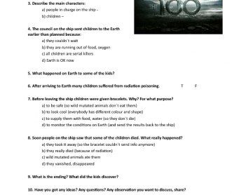 Movie Worksheet:The 100 (Series 01, Episode 01)