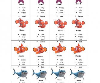 Nemo Quartet Cards - Practicing Adjectives