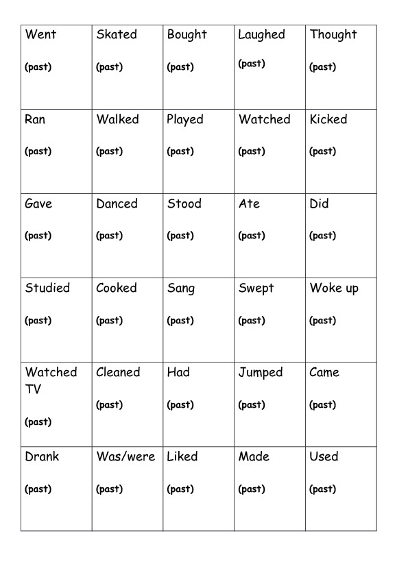 Verb Base Form Bingo raindanceirrigation co