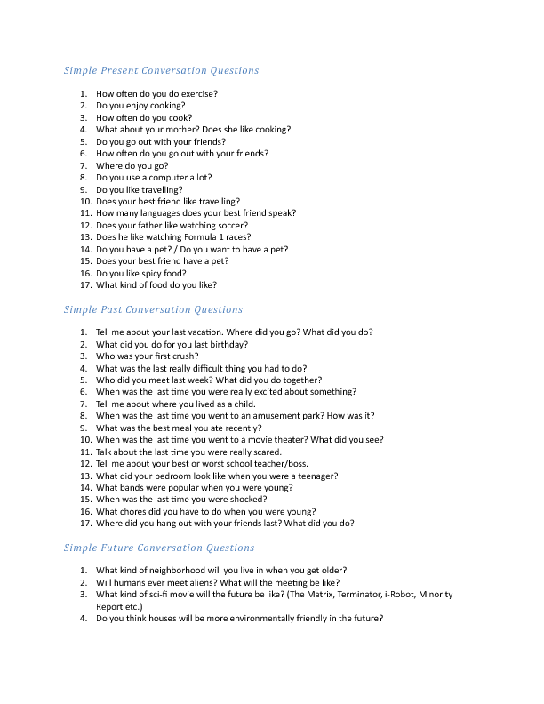 simple-tenses-conversation-questions