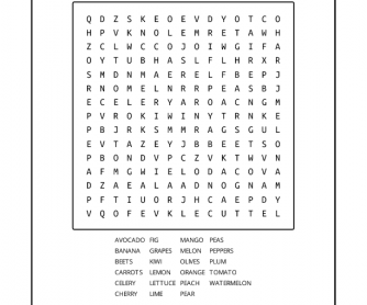 Fruit and Vegetables Word Search