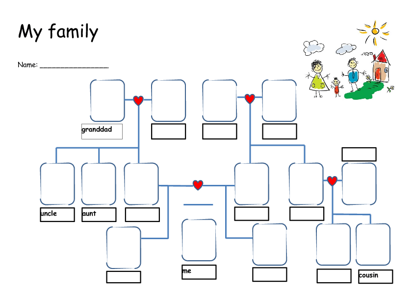 tree family 3 worksheet grade Worksheets Family/Friends FREE 346