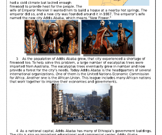 Reading about Addis Ababa, Ethiopia