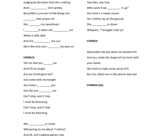 Song Worksheet: I Must be Dreaming by The Maine (Present Simple)