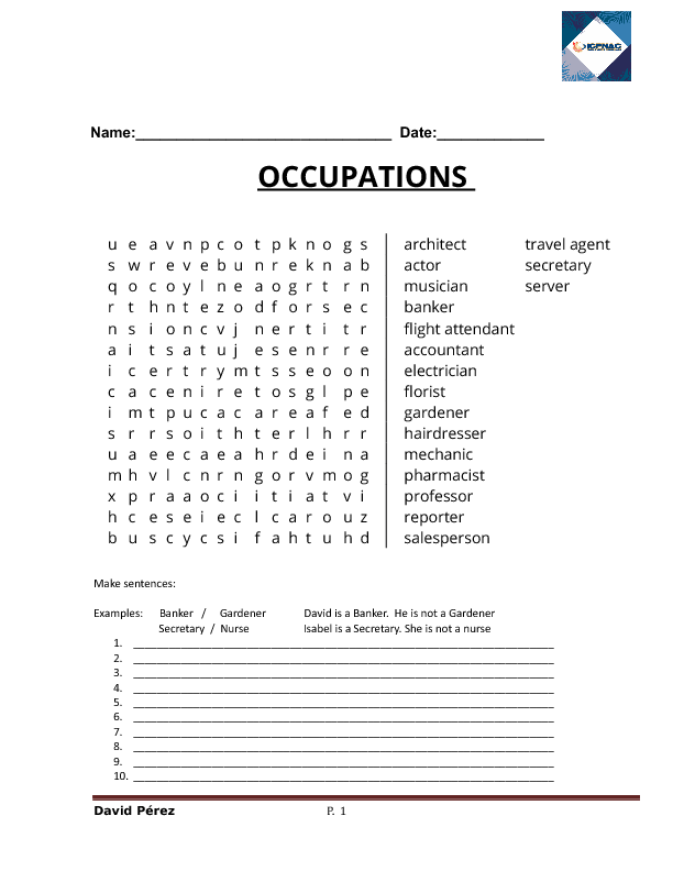 Occupations Word Search