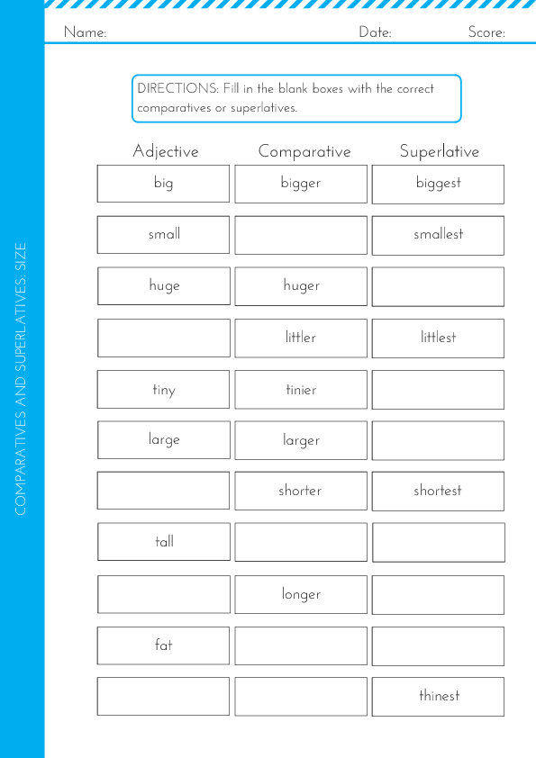 330 Free Degrees Of Comparison Worksheets Teach Degrees Of Comparison With Confidence