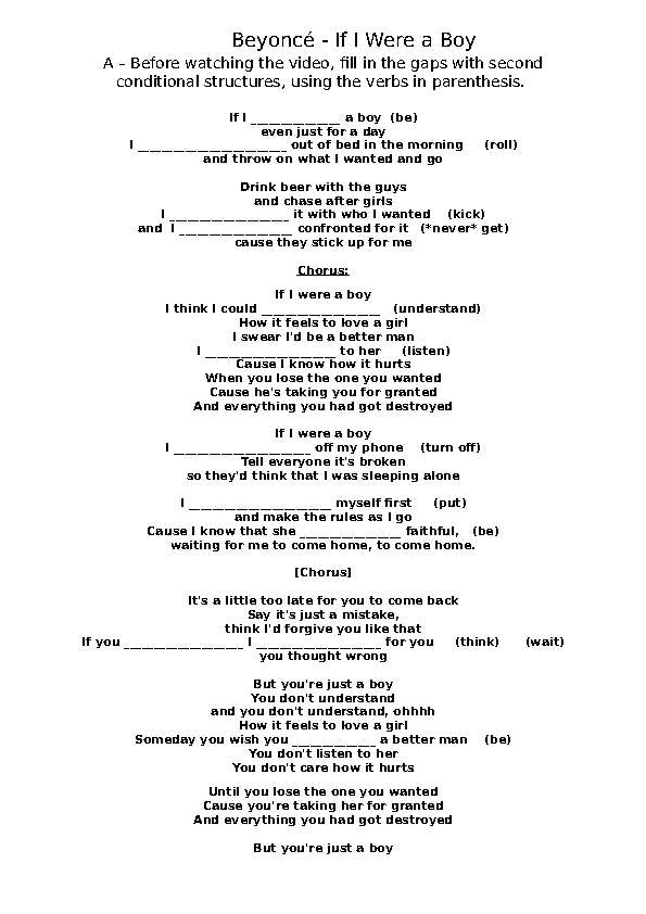 beyoncé if i were a boy